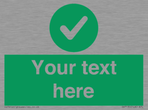 Custom green background, green circle with tick